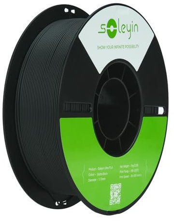 SOLEYIN Ultra PLA Matte Filament 1.75mm Schwarz, 3D Drucker Filament 1kg Hochgeschwindigkeit 30-300mm/s Umweltfreundliche, für die meisten 3D-Drucker Creality Ender K1 K1C K2 plus (Matte Schwarz)
