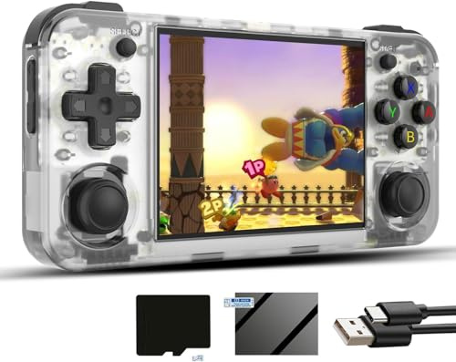 RG35XX H Console de jeu portable rétro, écran IPS de 3,5, système Linux, console de jeu vidéo rétro avec carte TF 64 Go pré-installée avec plus de 5 500 jeux, prend en charge la sortie TV HDMI 5G