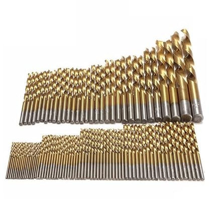 99 Teile/Satz Titanbeschichteter HSS-Schnellarbeitsstahl-Spiralbohrer 1,5 mm-10 mm Beschichteter Edelstahl-Bohrer-Satz for Schleifmaschinen