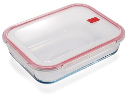 CURVER Rectangular Glass Airtight Food Storage Container - 3.4L Capacity with Clip Lock - Easy Storage & Keeps Food Fresh - Freezer & Oven Safe