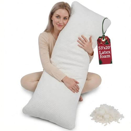 Talatex Full Body Pillow with Natural Latex - Adjustable Long Dunlop Pillow for Maternity, Back & Side Sleepers | 3-Zone Support for Back & Hip Pain | 135x50cm for Double Bed