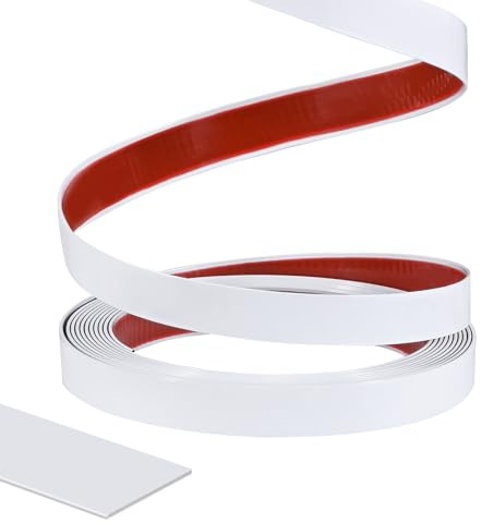 15 M Moulure Décorative Autoadhésive, Blanc Moulure Adhesive Decorative Murale, Baguette de Finition PVC pour Murs, Portes, Fenêtres, Moulure Miroir, Plafonds, Carrelage - Esthétique, Durable