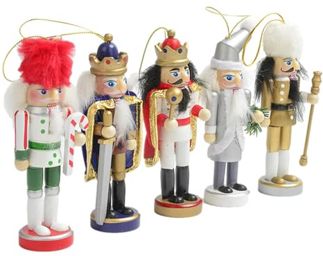 Generisch Cascanueces de Navidad - 5 Piezas, Juguetes de Madera | Figuras Decorativas de Juguete para muñecas de Navidad - Soldado para casa, Chimenea, decoración de en árbol de Navidad