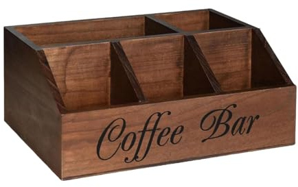 KESOTO Organizador de Estación de Café, Caja de Almacenamiento de Madera para Oficina, Hogar, Cocina, Encimera