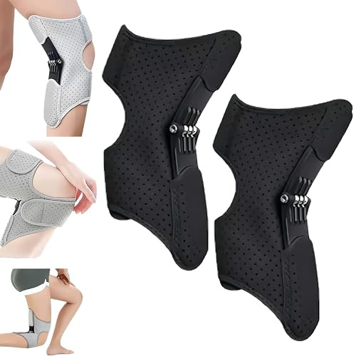 Dispositivo di supporto per il ginocchio,tutore di supporto per il ginocchio con molla regolabile per camminare e arrampicarsi e ridurre la pressione durante la camminata per gli anziani (Black,2)