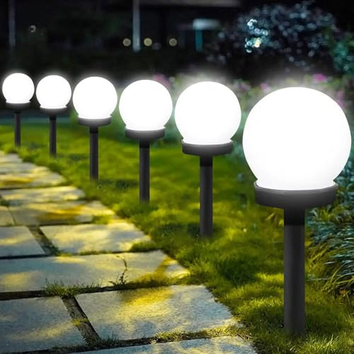 Lámparas solares para exterior, lámpara solar de jardín con lámpara esférica, lámparas solares impermeables para jardín, lámpara esférica, bola LED con estaca, luces LED solares para iluminación de
