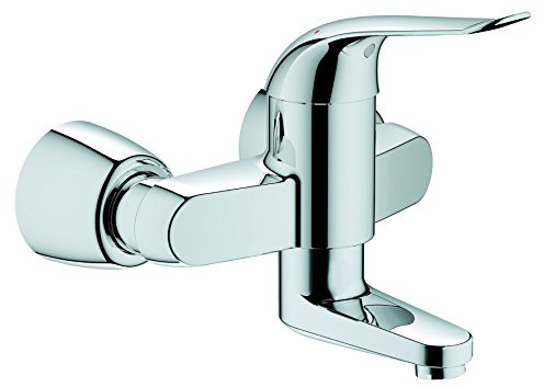 GROHE Eurosmart Care, Wand-Waschtischarmatur (Wasserhahn für das Bad, langlebige Oberfläche, einfache Wandmontage), chrom, 32768000