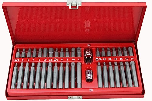 Juego de 40 Bits Torx, Hex y XZN Spline en maletín de aluminio. Puntas para atornillar