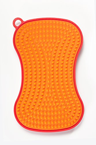 Kochblume Scrubby | Reinigungsschwamm aus Silikon | Premium-Silikon | Hitzebeständig | Spülmaschinenfest | Für leichte und hartnäckige Verschmutzung | Farbe: rot/orange