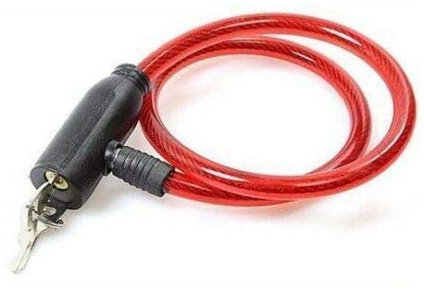 PaulStore Steel Spiral Cable Bicycle Bike Lock 2 Keys Cycle Chain PVC Non scrachable Sleve (Red)