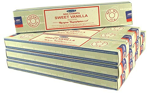 Satya Räucherstäbchen Sparset. 12 Packungen a 15g Ca 180 Sticks Sweet Vanilla