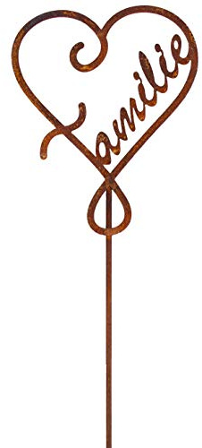 B2S BACK2SEASON Metall Stecker Familie Herz Rost Stecken Beetstecker Liebe Edelrost Rasenstecker Eisen Gartenstecker Blumenstecker Gartendekoration (H60cm)