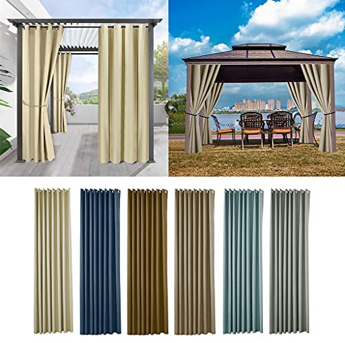 Amcerd Outdoor Vorhänge mit ösen Oben und Unten und Unten 170cmx255cm, Outdoor Vorhang Wasserdicht Sichtschutz Sonnenschutz Blickdicht Gardine Terrasse Garten Balkon UVschutz Aussenvorhang