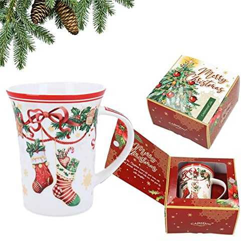 Carmani Porzellantasse verziert mit Weihnachtsmotiv, 350 ml