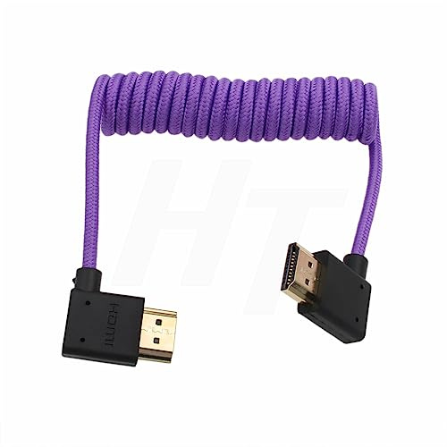 HangTon HDMI zu HDMI 4K 8K 60p Kabel rechtwinklig geflochten gewendelt für Panasonic Sony Canon Nikon ZCAM Kamera Atomos Ninja V SmallHD Blackmagic Monitor Lila