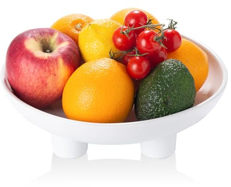 Tanirapel Cuenco de cerámica para encimera de cocina, cuenco decorativo grande de 10 pulgadas para decoración del hogar, cuenco de pedestal moderno con cuatro patas, soporte de frutas para panes y