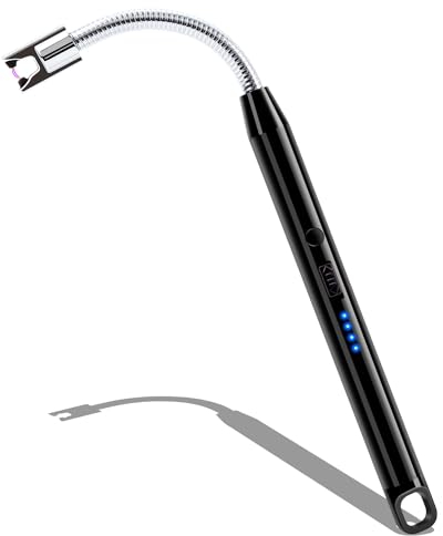 LcFun Stabfeuerzeug, Lichtbogen Feuerzeug Elektrisch, Elektrisches Feuerzeug Lang Winddicht USB Feuerzeuge für Küche Camping Feuerwerk (Schwarz)