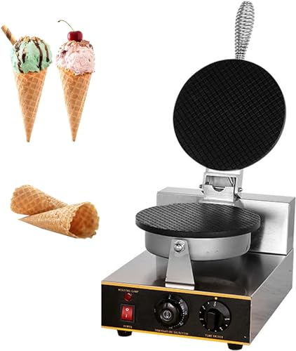 Máquina for hacer conos de helado Máquina eléctrica for hacer conos de gofres Rollos de huevo redondos Bandeja for hornear postres eléctrica antiadherente Cocina Regalo for restaurantes, panaderías, u