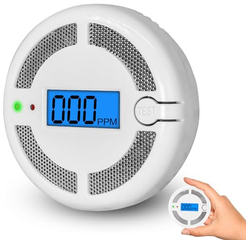 Mini Carbon Monoxide Detector, with Replaceable Battery with LCD Digital Display and Audible Alarm CO Detector, EN 50291 CO Alarm Monitor for Office Home Security (Battery Not Included)