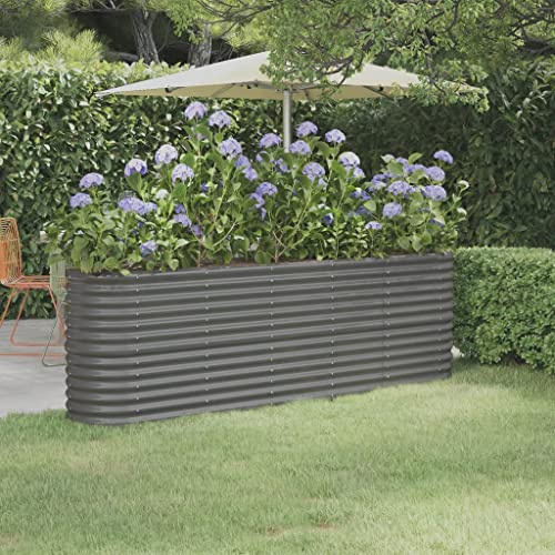 WIFSE Jardinière Acier Enduit De Poudre Argenté - Grande Taille Jardinière Exterieur Balcon sur Pieds Carré Potager Bacs à Fleurs