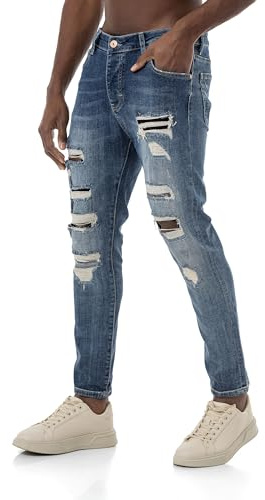 Red Bridge herr jeans denim byxor sliten look, blå, 29W / 32L