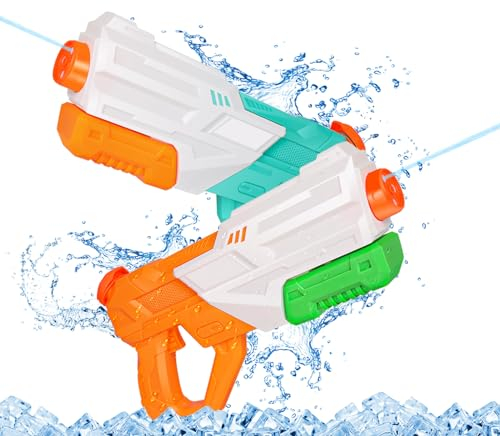 Pack de 2 Pistolas de Agua de 650 ml,4 Modos de pulverización,alcanc8 a 11 Metros,diseño Llamativo.para peleas de Agua en Piscinas,Playas y Jardines.Juguete Ideal para niños y niñas a Partir de los 3+