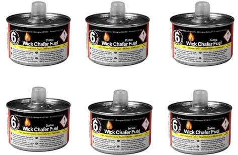 Sterling Saver Zodiac 6 x 6 Hour Quality Chafing Dish Fuel Tins with Wick Catering, Caterers Food Buffet Serving