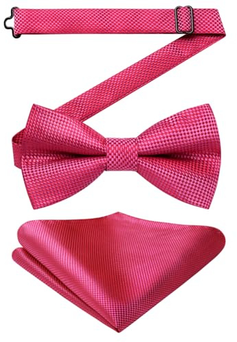 Enlision Fliege für Herren Einfarbig Fliege mit Einstecktuch Set Vorgebunden Einstellbar Anzug Fliege Formell Smoking Fliegen für Hochzeit Party