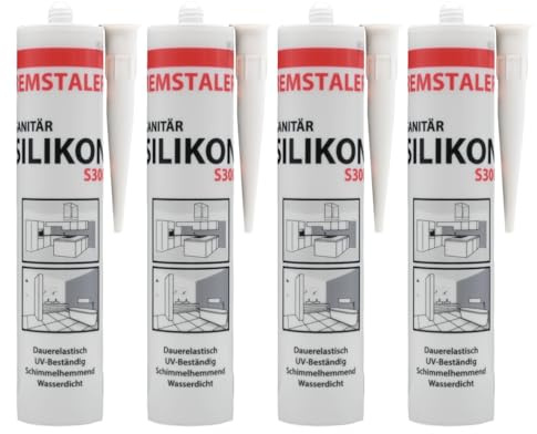 4x Remstaler SANITÄR SILIKON 300ml | Wasserdicht | für Innen- und Außenbereich | weiß und transparent (weiß)