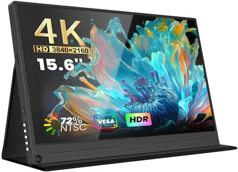 Golday 4K Portable Monitor 3840 * 2160 UHD Plug&Play Travel Laptop Monitor USB-C HDR Portable Second Computer Display Game External Screen for PC Phone Mac Xbox PS4/5 (15.6INCH)