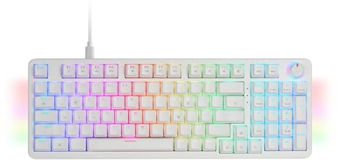 Mars Gaming MKPRO, US, Teclado Mecánico Gaming Completo, RGB Chroma, Switches Hot-Swap Mecánicos, Antighosting, Rueda de Control, Software, Multiplataforma, Switch Silent, Blanco