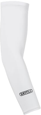 Battle Sports Football Arm Sleeve with Ventilated Design, Moisture Wicking Fabric, UV Protection, Single Sleeve (White, L/XL, Youth)