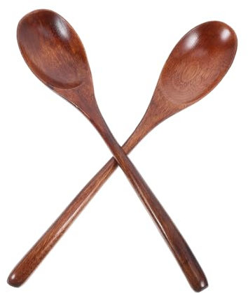 Alipis 2piezas Cuchara De Mango Para Arroz Cucharas Soperas Asiáticas De Madera Para Ensaladas