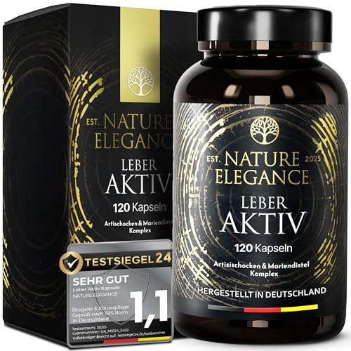 NATURE ELEGANCE Leber Komplex – Hochdosierte Mariendistel Kapseln mit Artischocke, Löwenzahn, Curcuma, Desmodium & Cholin – Vegan & laborgeprüft - produziert in Deutschland