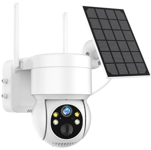 OTENC Telecamere per la Sicurezza Domestica, Telecamera PTZ Telecamera IP Solare Wireless Esterna Telecamera di videosorveglianza con Batteria incorporata HD da 4MP Standby prolungato(Camera ADD 64G)