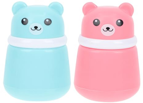 DECOMELODY Babypuderdose mit Bärenmotiv 2 Stück-Pack PP und Schwamm Leicht zu Trocknen für Babypuder Unterwegs