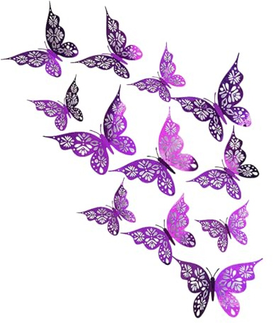 Farfalla 3D – Adesivi da Parete | 3 Misure Adesivi Rimovibili | Decalcomanie Decorative per Camera da Aula Matrimonio | Decorazione per la casa