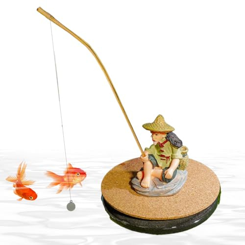 Ahuuen Decoración para Acuarios,Decoración para Pecera Pequeña Figuras de Pescador Flotantes | Figuritas Decorativas Alimentador para Gambas, Guppys y Peces Pequeños Interactivo Terrario para