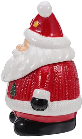 BESPORTBLE Bocal à Biscuits de Noël Céramique avec Couvercle Étanche Pot à Condiments et Boîte à Bonbons Porcelaine pour Conserver Fraîcheur des Snacks de Fête Rangement Décoratif pour