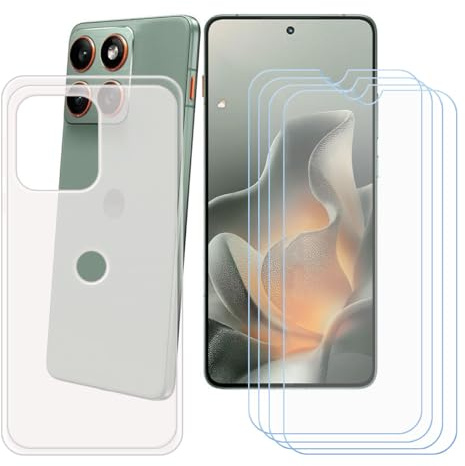CongJiaLingXi Funda para Motorola Moto X70 Air (6.7) + Screen Protector, Translúcido Suave Silicona Caso + [4 Piezas] Cristal Templado Film Vidrio.