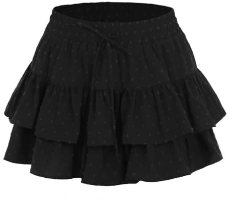 Kfnire Kurz Rock Damen Sommer Elastischem Waist Rock mit Hose Lockerer Bauschiges Röcke für Damen Reise Freizeit Strand und Alltags Mini Skirt