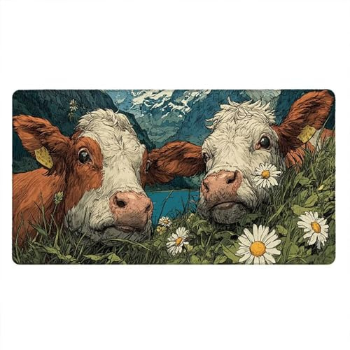 Tappetino Mouse Gaming XXL, 1800x900x3mm Grande Tappetino Scrivania Cuciti Base in Gomma, Mouse Pad Impermeabile Antiscivolo, PC Desktop Ufficio, Migliora Precisione Velocità (Crisante Bovino) xR7-603