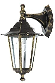 Außenwandleuchte Velence Abwärts Antikgold Metall Glas IP43 E27