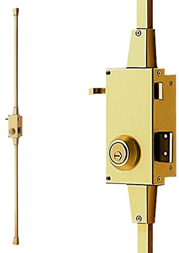 TESA T2B3567LE Serrure multipoint à encastrer, finition laitonnée, 3 points, pênes acier nickelé