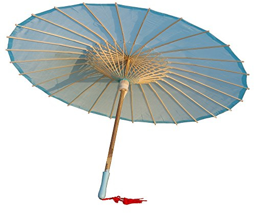 AEAOA Sonnenschirm aus Bambusstoff, einfarbig, ideal für Hochzeiten, Partys, Hellblau