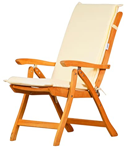 Kai Wiechmann Gartenmöbel Set Teak Hochlehner mit Auflage altweiß beige Creme Premium