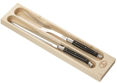 Jean Dubost Laguiole 2-Piece Carving Set, Black Handles