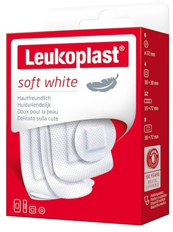 Leukoplast® soft white, weißes Pflaster, Sortiment, 30 Stück, hautfreundlich