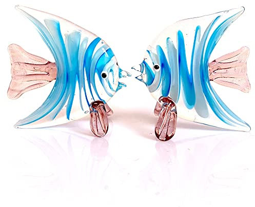 HXSCOO Handgeblasenes Glas, Tropische Fischfigur, Kristallglas, Tier, Briefbeschwerer, Skulptur, Basteln, Tischdekoration, Aquarium, Heimdekoration