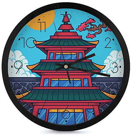 Pavilion Round Wall Clock Non-Ticking Battery Operated For Home Office School 25.4cm